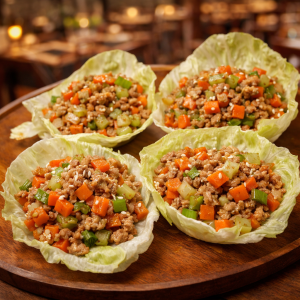 Minced Pork Sang Choy Bow with 4 pcs Lettuce Wrap